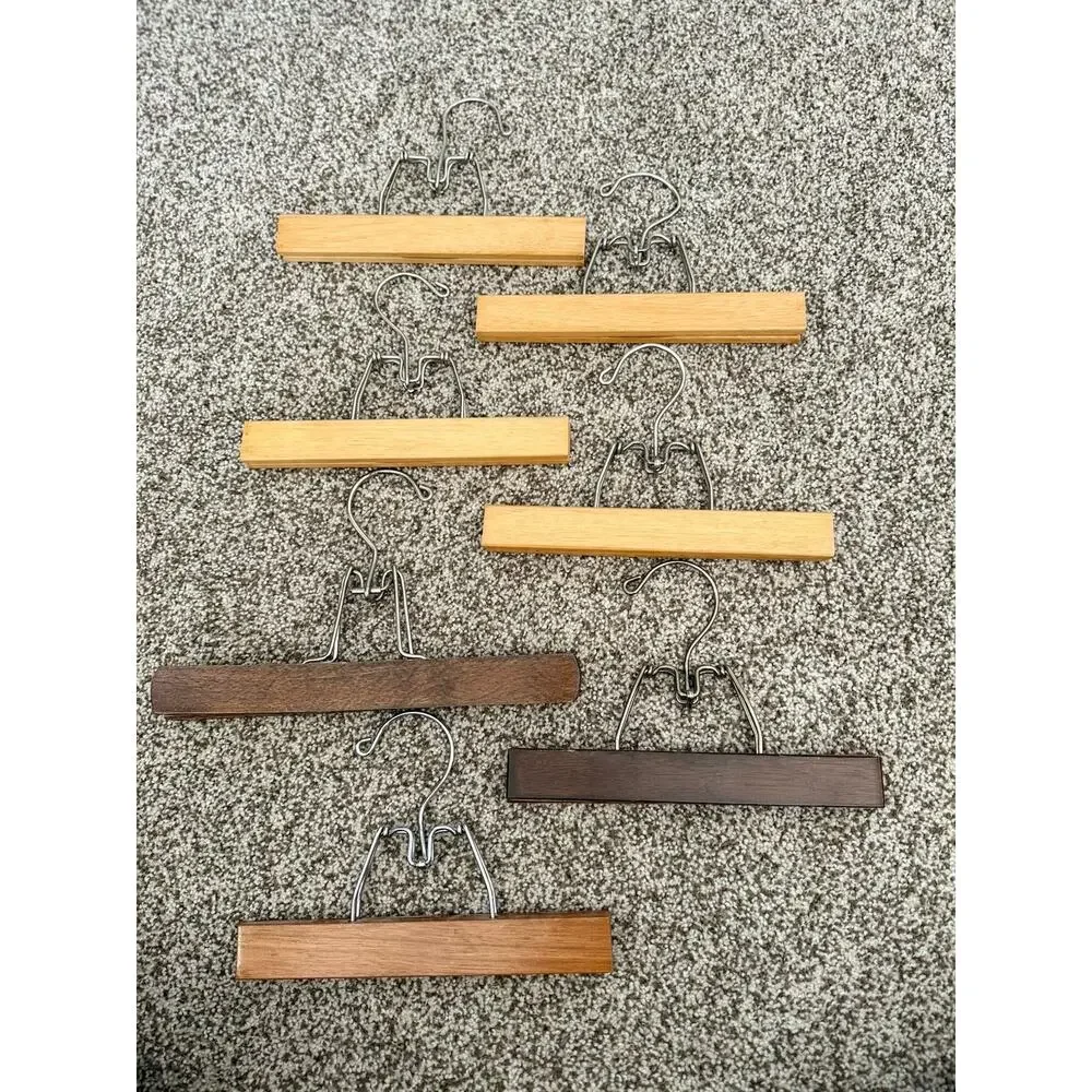 Vintage Wooden Clamp Pant Closet Hangers - Lot of 7